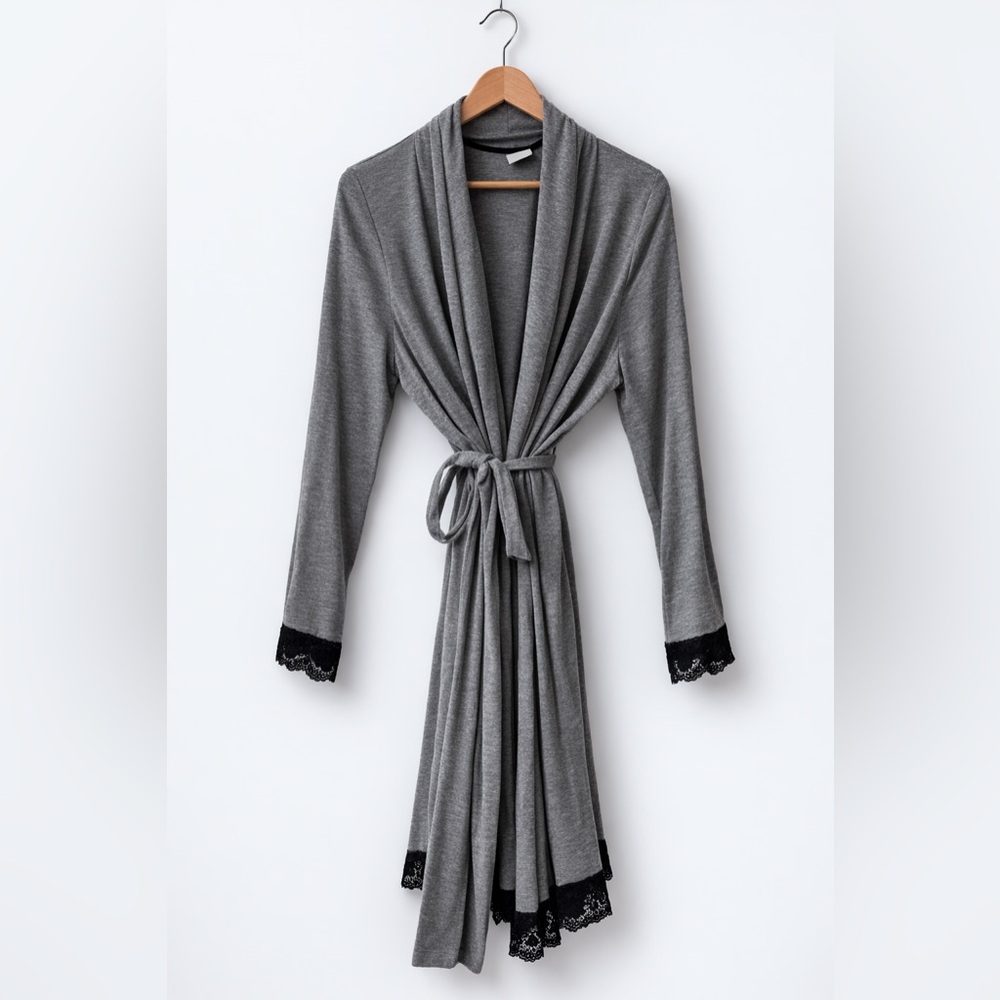 ASOS Gray Robe with Black Lace Cuffs